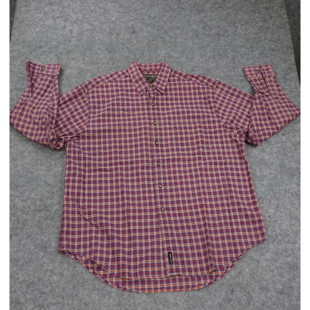 Abercrombie Fitch Button Up Shirt Mens Large Red Long Sleeve Regular Fit Cotton